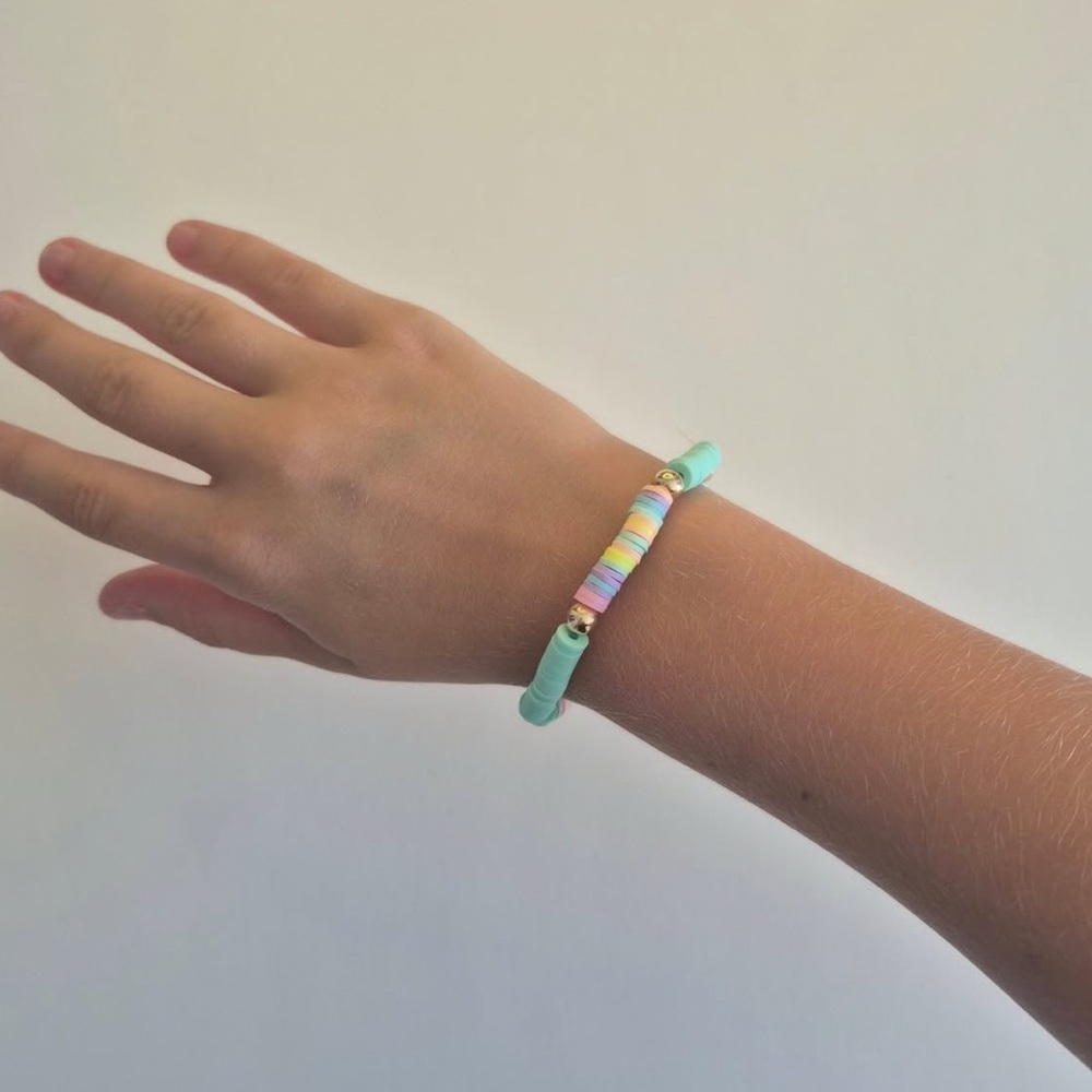 Teal & Pink Claybead Bracelet